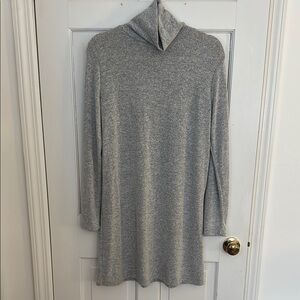 Cozy Gray Turtleneck Sweater Dress
